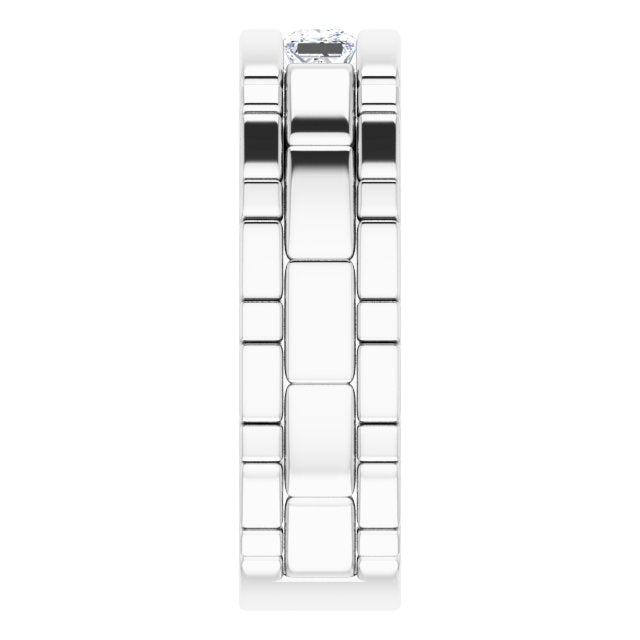 Three Stone 1.0 ctw Channel Set Princess Diamond Men's Ring Watch Link Style-VIRABYANI